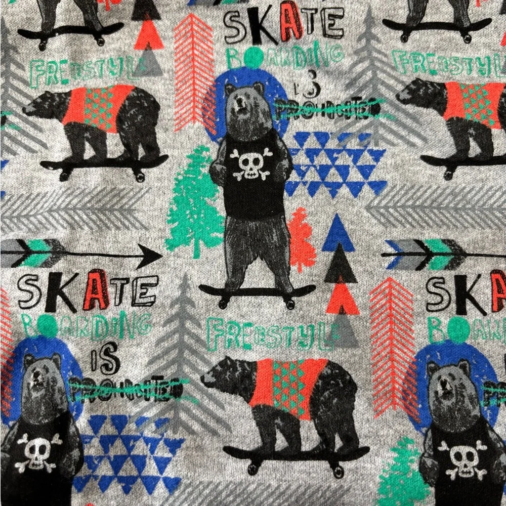 4 Handmade “Skateboarding Bears” Cotton Drawstring Gift Bags